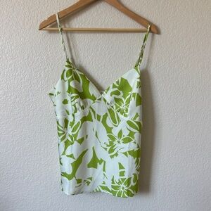 Timing White and Green Floral Camisole